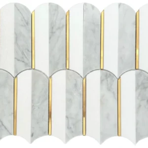 JUMBO FEATHER CARRARA + THASSOS + GOLD Design mosaic tiles